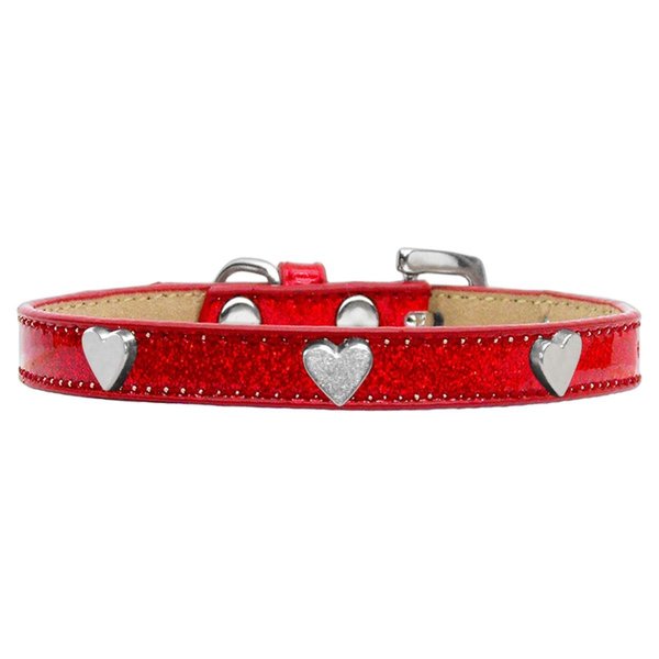 Mirage Pet Products Silver Heart Widget Dog CollarRed Ice Cream Size 12 633-14 RD12